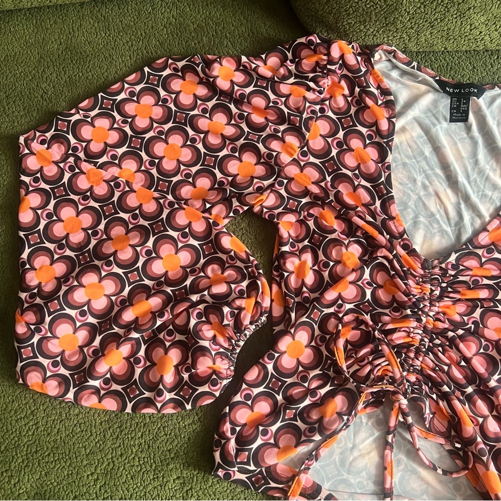 New Look 70s Inspired Puff Sleeve Crop Top
